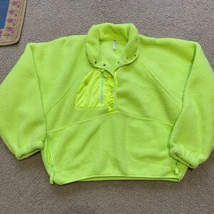 FP Movement by Free People Hit the Slopes Neon Lime Sherpa Pullover